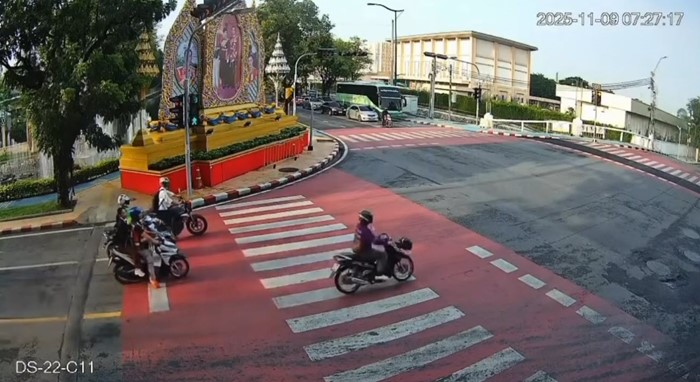 ฝ่าไฟแดง ชน ตร. สาหัส 