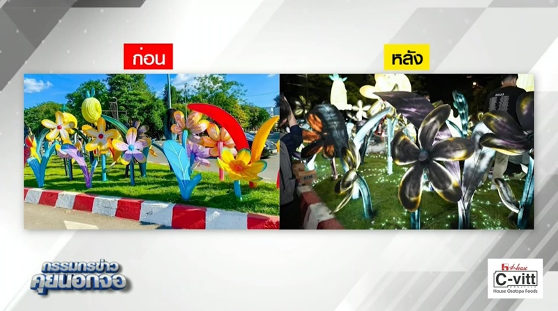 ดราม่า เทศบาลเชียงใหม่ พ่นสีดำทับดอกไม้รอบเมือง