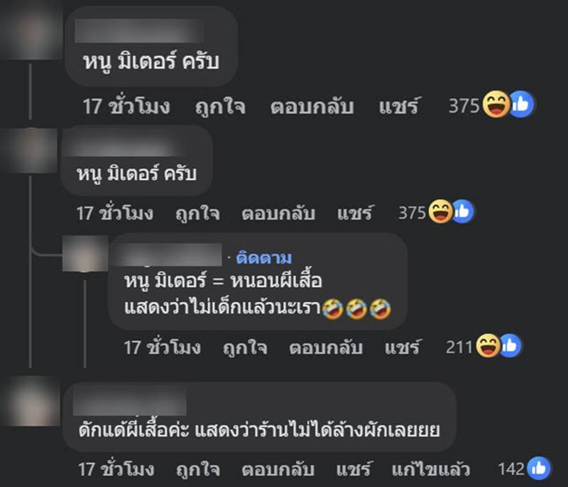 สิ่งแปลกปลอมสีเขียวในต้มเลือดหมู