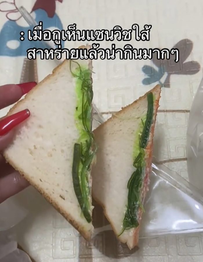 เมื่อเห็นแซนด์วิชไส้สาหร่ายน่ากิน 